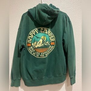 SCW Happy Camper Green Hooded Sweatshirt, L